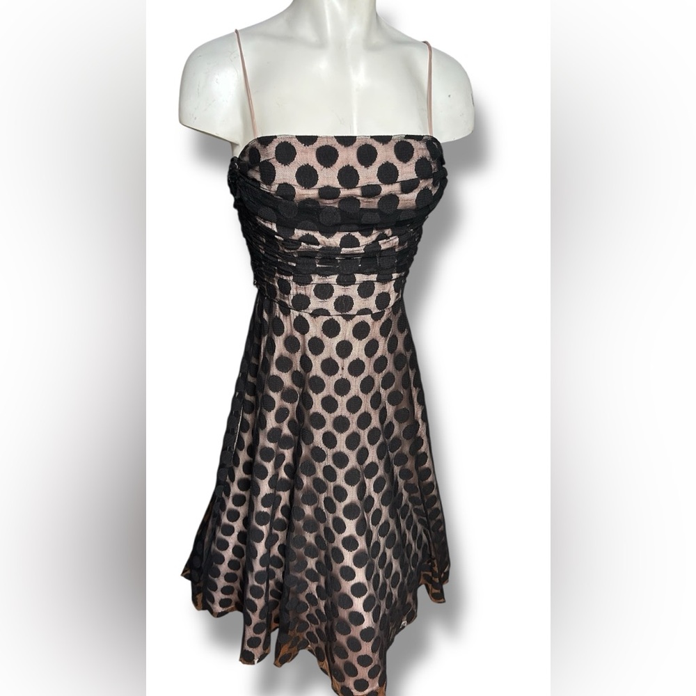Jessica Howard Strapless Black Polka Dot Dress